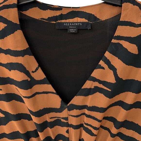 All Saints Nichola Zephyr Tiger Brown Black Long Sleeve Dress Size Women's Small - Picture 3 of 4